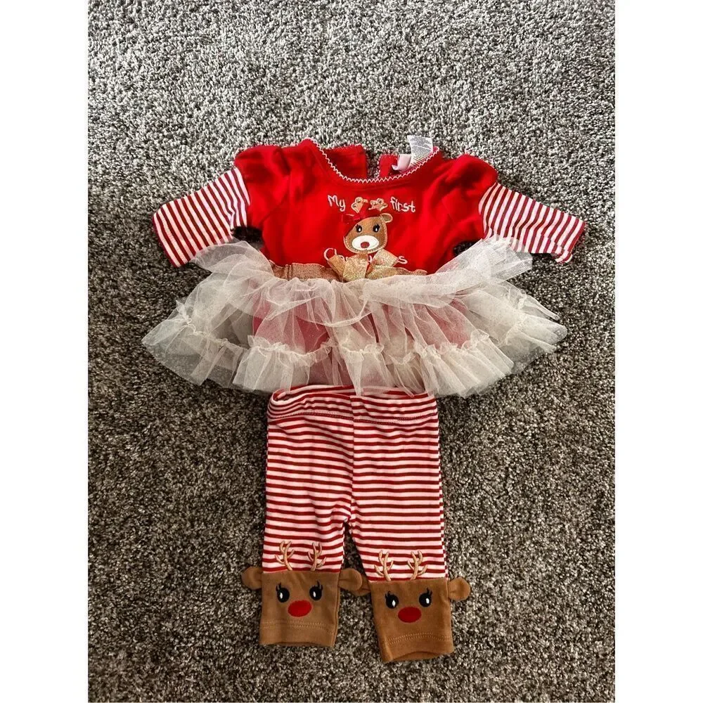 Baby girl My first Christmas outfit size 0-3 mos C11-13